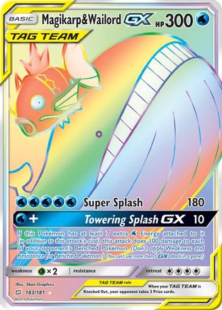 Magikarp & Wailord GX (Secret) 183  - Holofoil SM  Team Up - Secret Rare