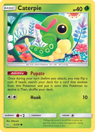 Caterpie 002/214  - Reverse Holofoil SM  Unbroken Bonds - Common