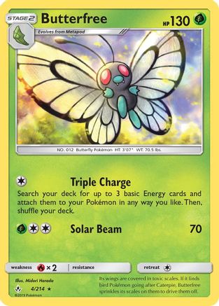 Butterfree 004/214  - Reverse Holofoil SM  Unbroken Bonds - Rare