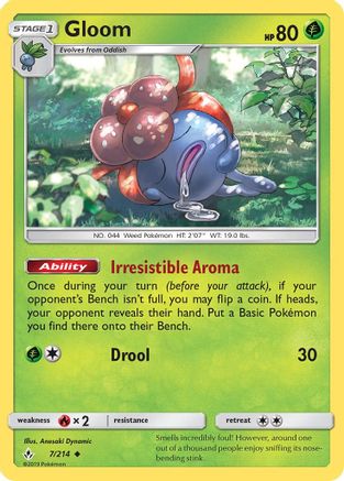 Gloom 007/214  - Reverse Holofoil SM  Unbroken Bonds - Uncommon