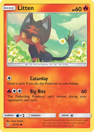 Litten (27) 027/214  - Reverse Holofoil SM  Unbroken Bonds - Common