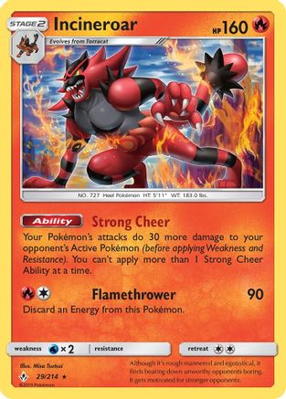 Incineroar 029/214  SM  Unbroken Bonds - Rare