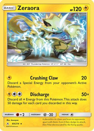 Zeraora 060/214  - Reverse Holofoil SM  Unbroken Bonds - Rare