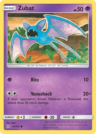 Zubat 064/214  - Reverse Holofoil SM  Unbroken Bonds - Common