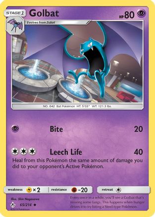 Golbat 065/214  - Reverse Holofoil SM  Unbroken Bonds - Uncommon