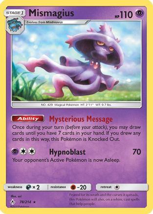 Mismagius 078/214  - Reverse Holofoil SM  Unbroken Bonds - Rare
