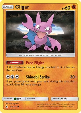Gligar 098/214  - Reverse Holofoil SM  Unbroken Bonds - Common