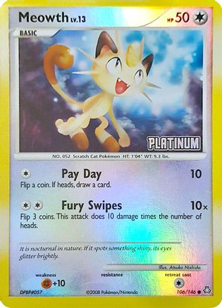 Meowth 106/146  - Reverse Holofoil Burger King Promos - Promo