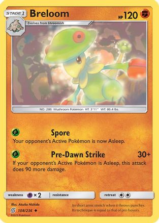 Breloom 108/236  - Reverse Holofoil SM  Unified Minds - Uncommon