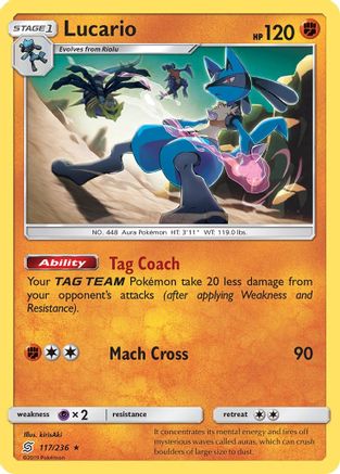 Lucario 117/236  - Reverse Holofoil SM  Unified Minds - Rare