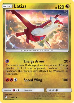Latias 153/236  - Reverse Holofoil SM  Unified Minds - Rare