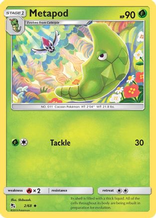 Metapod 002/68  - Reverse Holofoil Hidden Fates - Uncommon