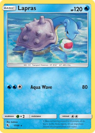 Lapras 017/68  - Reverse Holofoil Hidden Fates - Rare