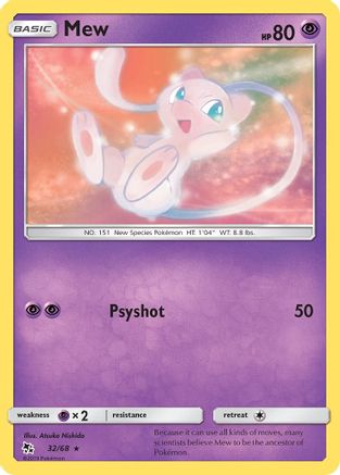 Mew 032/68  - Reverse Holofoil Hidden Fates - Rare