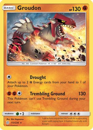 Groudon 113/236  - Reverse Holofoil SM  Cosmic Eclipse - Rare