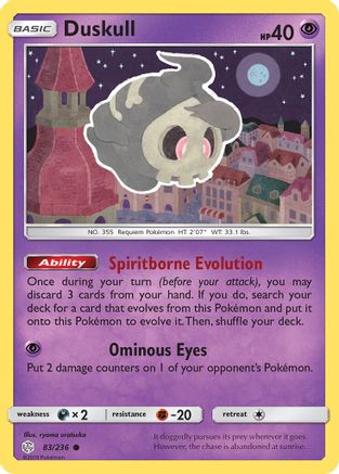 Duskull 083/236  - Reverse Holofoil SM  Cosmic Eclipse - Common