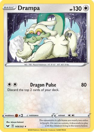 Drampa 149/202  - Reverse Holofoil SWSH01 Sword & Shield Base Set - Rare