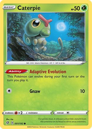 Caterpie 001/192  - Reverse Holofoil SWSH02 Rebel Clash - Common