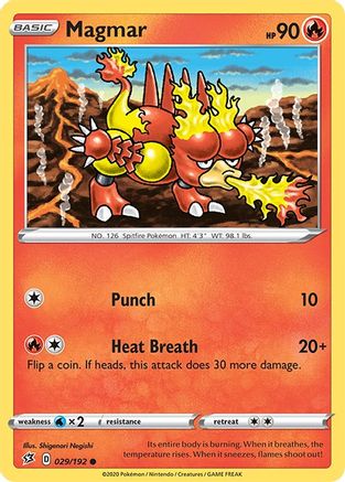 Magmar 029/192  - Reverse Holofoil SWSH02 Rebel Clash - Common