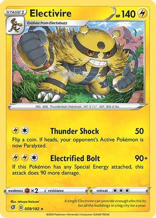 Electivire 059/192  - Reverse Holofoil SWSH02 Rebel Clash - Rare