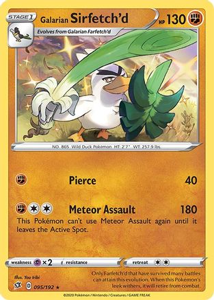 Galarian Sirfetch'd 095/192  - Reverse Holofoil SWSH02 Rebel Clash - Holo Rare
