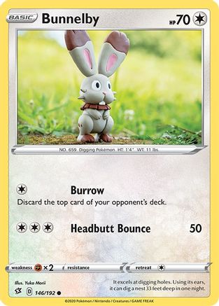 Bunnelby 146/192  - Reverse Holofoil SWSH02 Rebel Clash - Common