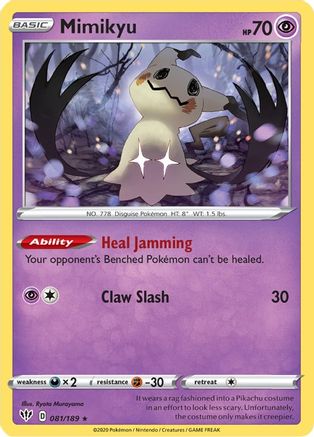 Mimikyu 081/189  - Reverse Holofoil SWSH03 Darkness Ablaze - Rare