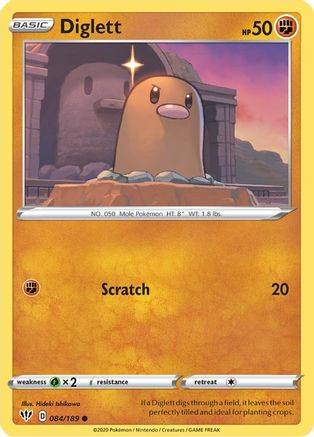 Diglett 084/189  - Reverse Holofoil SWSH03 Darkness Ablaze - Common