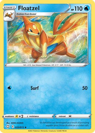 Floatzel 023/072  - Reverse Holofoil Shining Fates - Uncommon