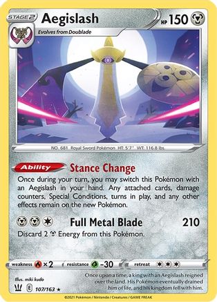 Aegislash (107) 107/163  - Reverse Holofoil SWSH05 Battle Styles - Holo Rare