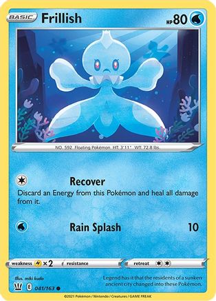 Frillish 041/163  - Reverse Holofoil SWSH05 Battle Styles - Common