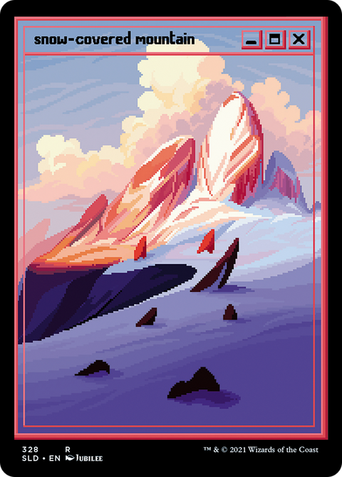 Snow-Covered Mountain (PixelSnowLands.jpg) (SLD-328) - Secret Lair Drop Etched Foil