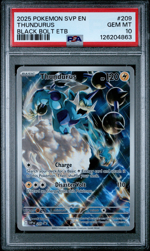 2025 POKEMON SVP EN-SV BLACK STAR PROMO #209 THUNDURUS BLACK BOLT ETB PSA 10