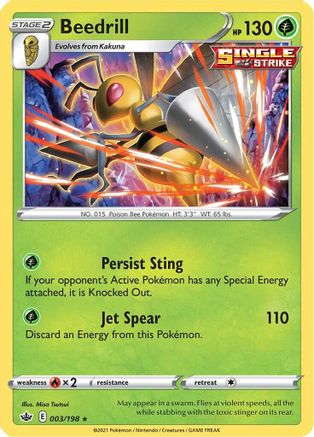 Beedrill 003/198  - Reverse Holofoil SWSH06 Chilling Reign - Holo Rare
