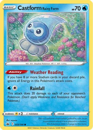 Castform Rainy Form 033/198  SWSH06 Chilling Reign - Common