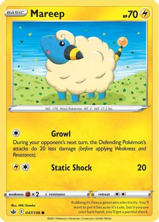 Mareep 047/198  - Reverse Holofoil SWSH06 Chilling Reign - Common