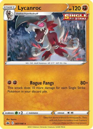 Lycanroc 087/198  - Reverse Holofoil SWSH06 Chilling Reign - Holo Rare