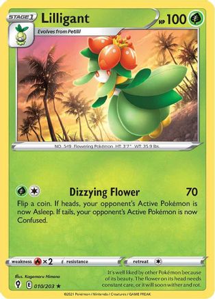 Lilligant 010/203  - Reverse Holofoil SWSH07 Evolving Skies - Rare