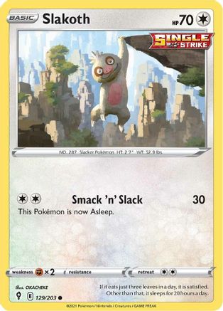 Slakoth 129/203  SWSH07 Evolving Skies - Common
