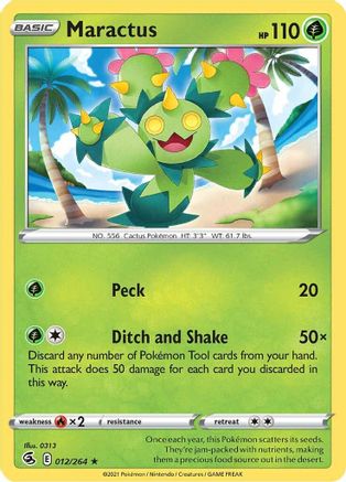 Maractus 012/264  - Reverse Holofoil SWSH08 Fusion Strike - Rare