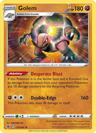 Golem 137/264  - Reverse Holofoil SWSH08 Fusion Strike - Rare