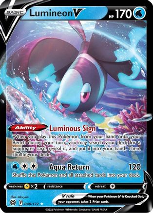 Lumineon V 040/172  - Holofoil SWSH09 Brilliant Stars - Ultra Rare