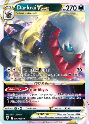 Darkrai VSTAR 099/189  - Holofoil SWSH10 Astral Radiance - Ultra Rare