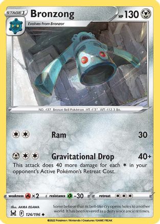 Bronzong 126/196  - Reverse Holofoil SWSH11 Lost Origin - Uncommon