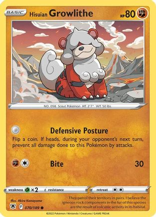 Hisuian Growlithe 070/189  - Holofoil Deck Exclusives - Promo