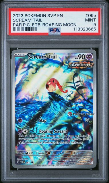 2023 POKEMON SVP EN-SV BLACK STAR PROMO #065 SCREAM TAIL PAR PC ETB-ROARING MOON PSA 9