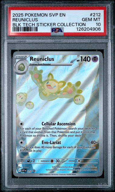 2025 POKEMON SVP EN-SV BLACK STAR PROMO #212 REUNICLUS BLK TECH STICKER COLLECTION PSA 10