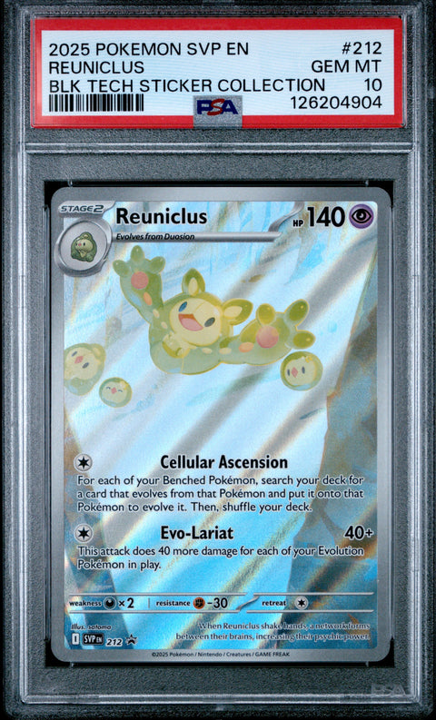 2025 POKEMON SVP EN-SV BLACK STAR PROMO #212 REUNICLUS BLK TECH STICKER COLLECTION PSA 10