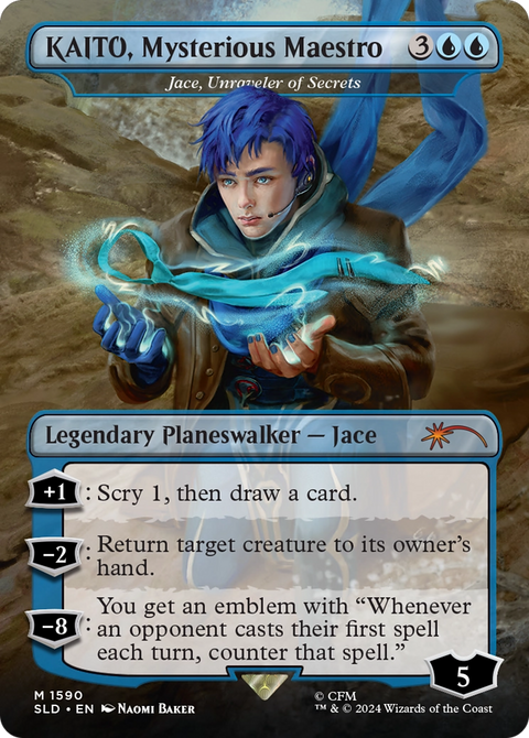 Jace, Unraveler of Secrets (SLD-1590) - Secret Lair Drop / KAITO, Mysterious Maestro (Borderless)