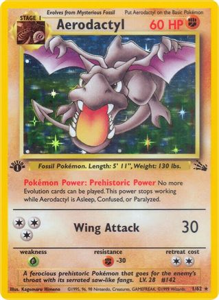 Aerodactyl (1) 001/62  - 1st Edition Holofoil Fossil - Holo Rare